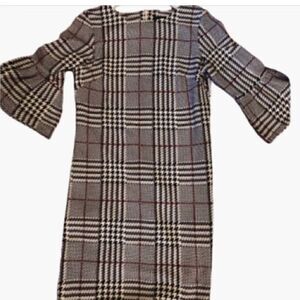 🛍LONG Sleeve Plaid violet B Dress ,Size: Small Super cute